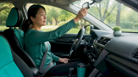 Commuter practicing upright posture driving