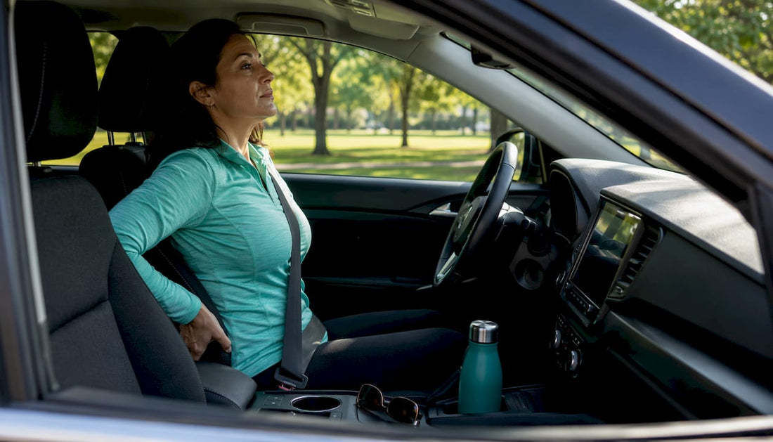 Driver adjusting posture in car seat