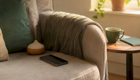 Smartphone on desk with inactive screen