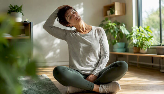 Person doing seated neck self-check