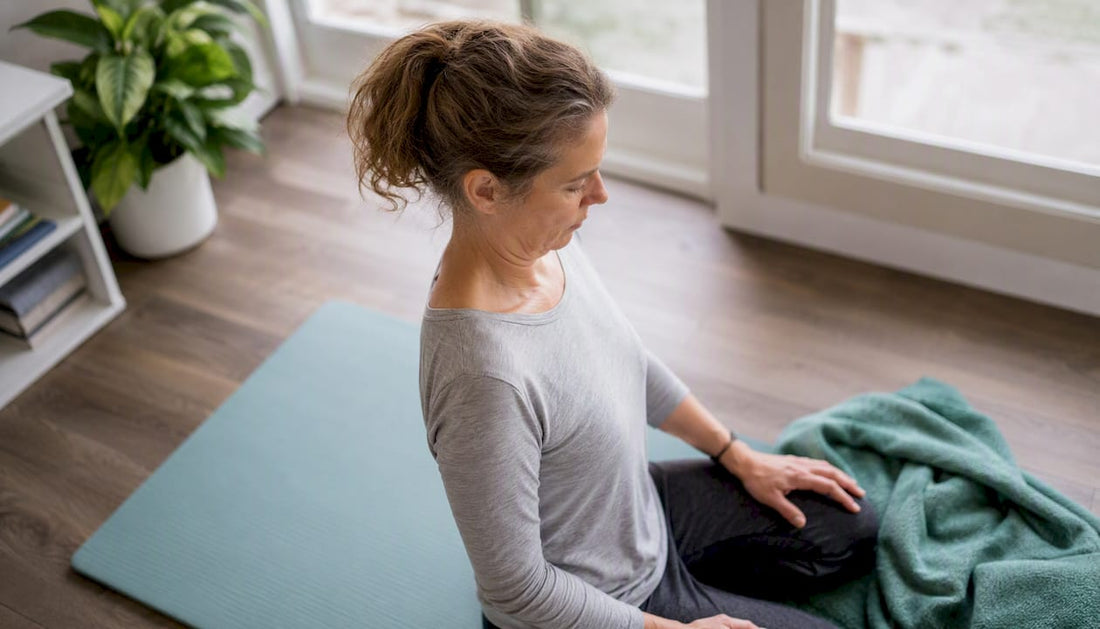 Side profile of person doing chin tuck neck exercise