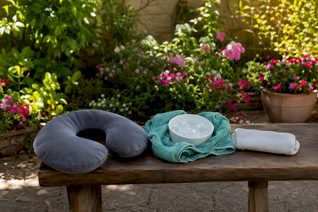 Neck pain relief tools on home side table