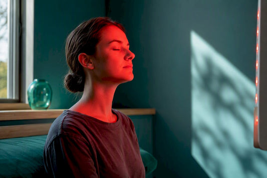 Person receiving red light therapy session